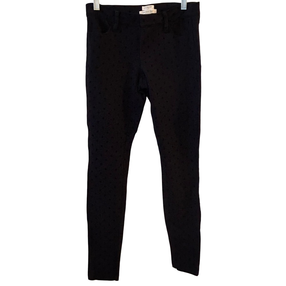 J Crew The Gigi Pant Black Dot Print‎ Slim Fit Trouser Women's Size 00